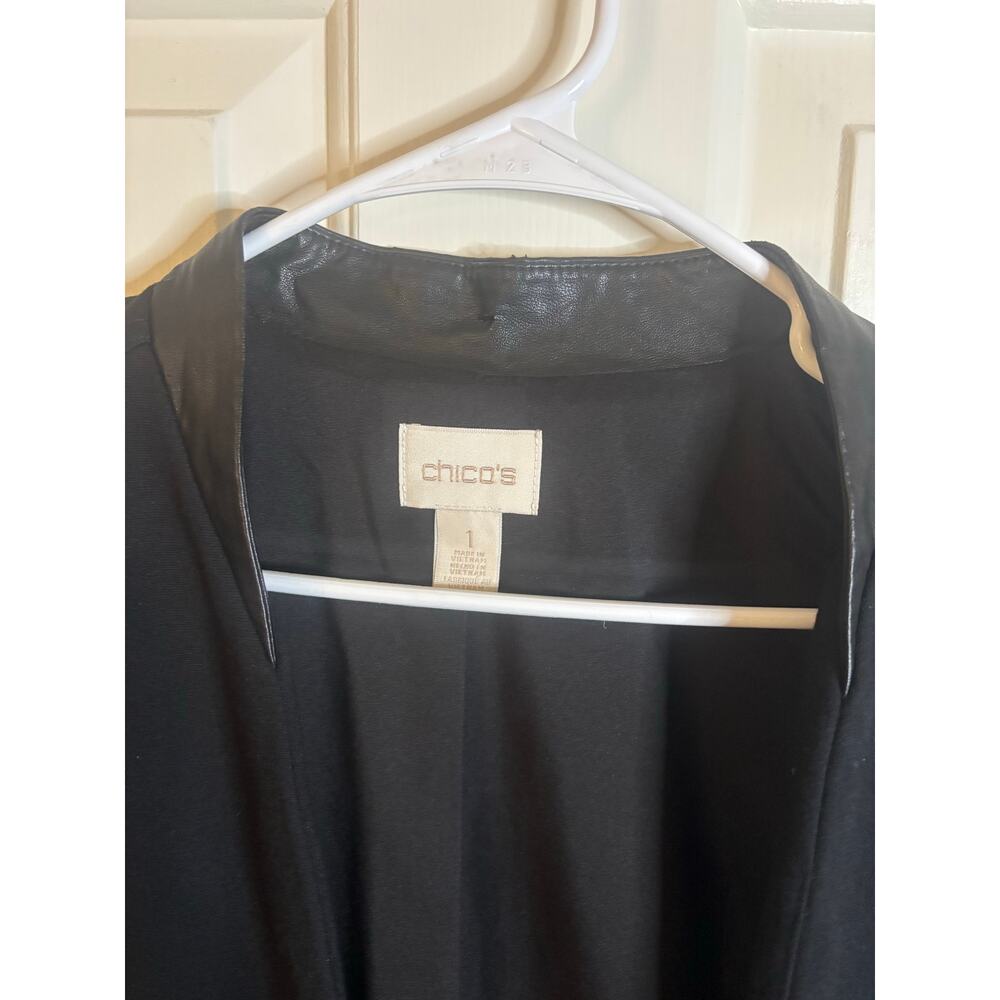 Chico’s Black Jacket with Faux Leather Collar